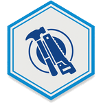 Westbrook Carpentry Logo - Hexagon with Hammer and Saw